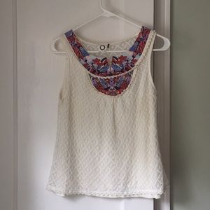 Anthropologie blouse lace and embroidered XS
